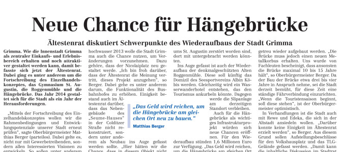 Neue Chance für Hängebrücke Neue Chance für Hängebrücke